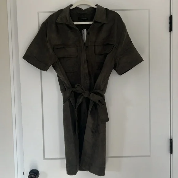 NWT Banana Republic suede green tie dress - Picture 1 of 5